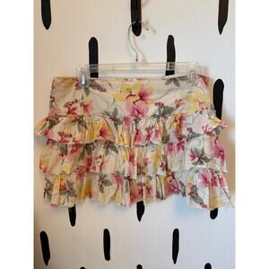 Vintage American Eagle Floral Tiered Ruffle Mini Skirt – Size 8‎